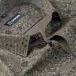 Star Gray with White Blue Mix Print Linen Cotton Shirts for Men