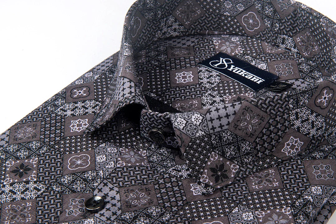 Star Coffee Color Digital Print Cotton Shirts for men