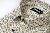 Cream Digital Print Cotton Shirts for Men