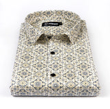 Cream Digital Print Cotton Shirts for Men