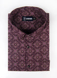 Maroon Digital Print Cotton Shirts for Men