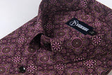 Maroon Digital Print Cotton Shirts for Men