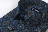 Navy Blue Digital Print Cotton Shirts for Men