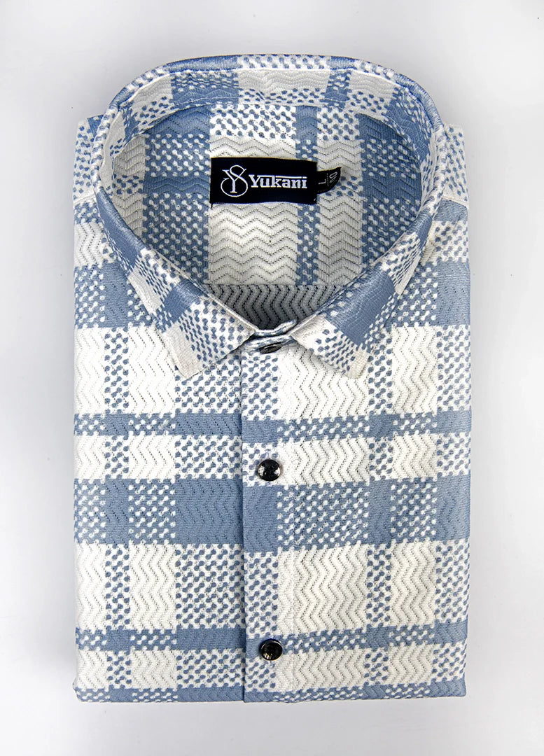 Checks White with Sky Shirts for Men