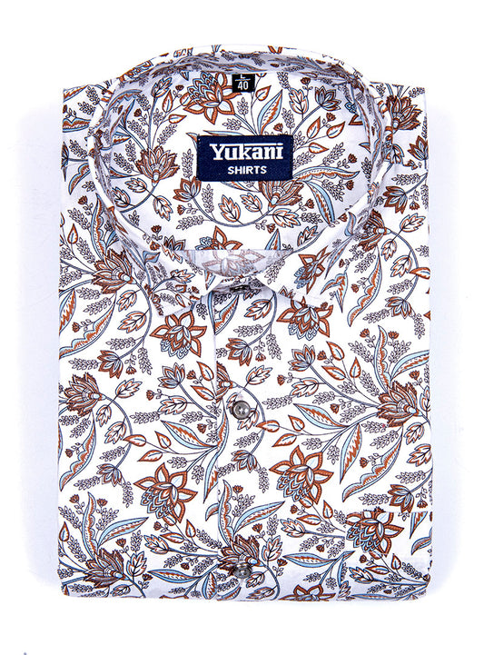 White with Marrun flower print cotton shirts