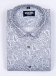 White with light grey pathan print cotton shirts