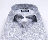 White with light grey pathan print cotton shirts