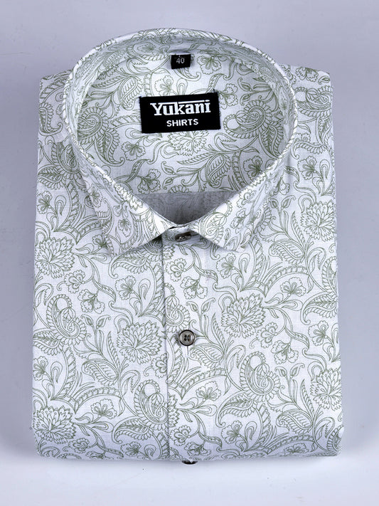 White with vilaychi print linen shirts