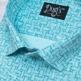 Sky Blue With Digital Print Cotton Shirt