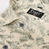 Cream Colour With Flowers Print Cotton Shirt