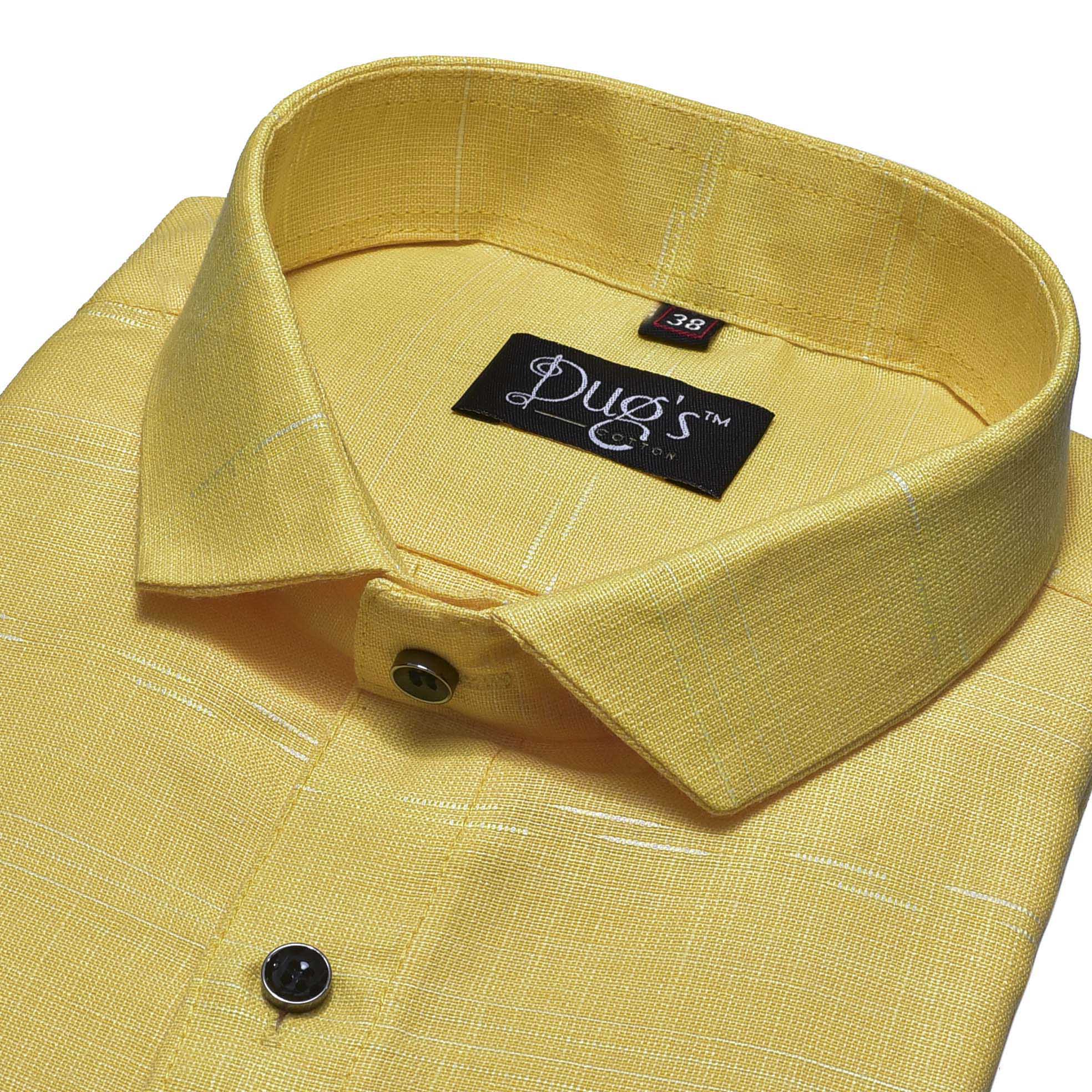 Yellow Orange Structured Cotton Shirt