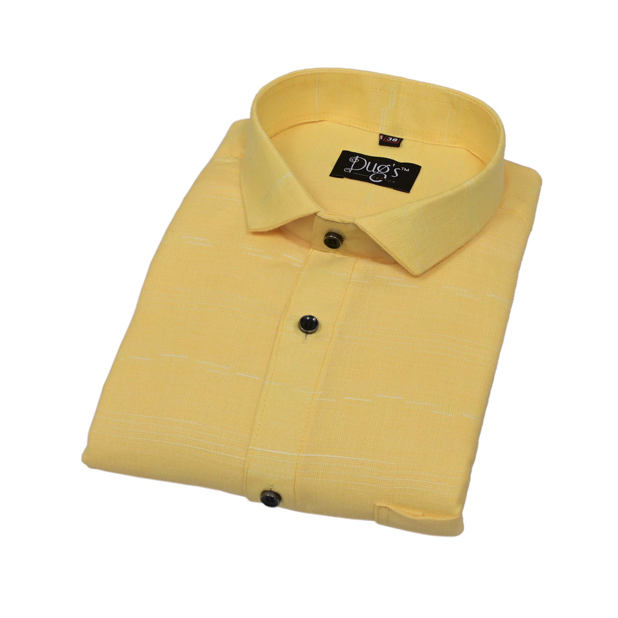 Yellow Orange Structured Cotton Shirt