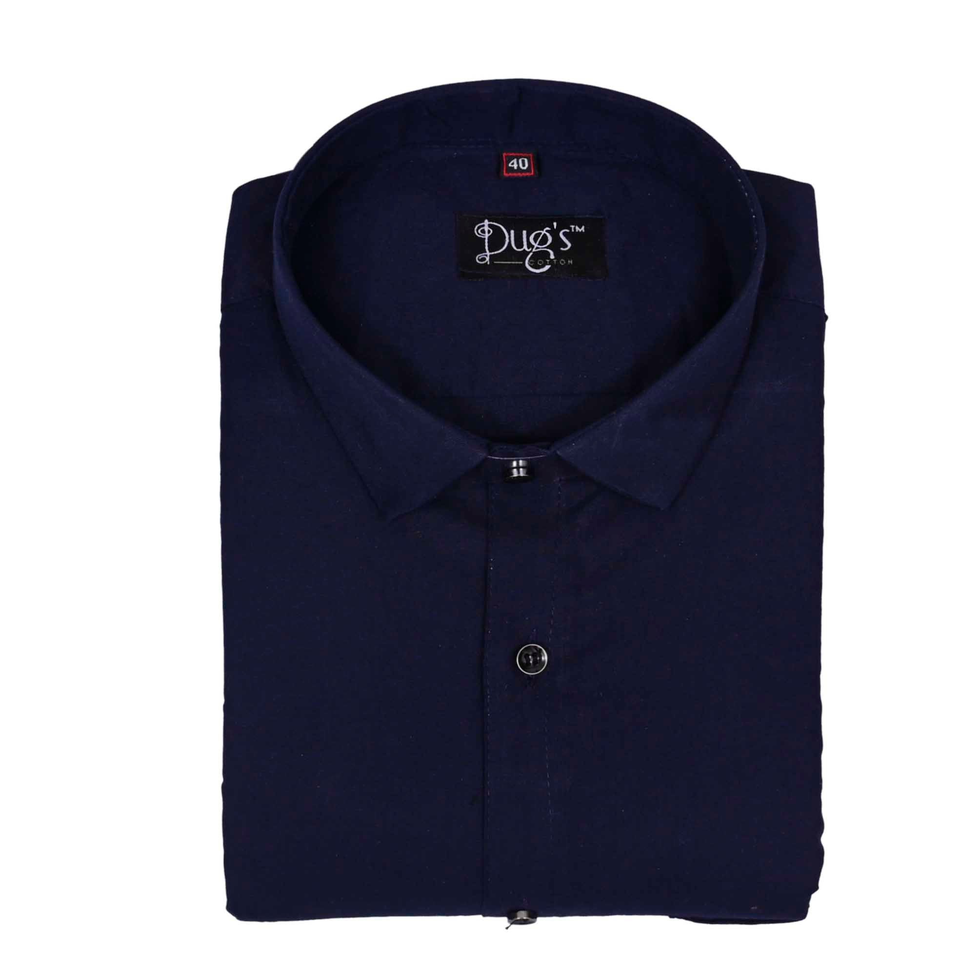 Navy Blue Pure Plain Cotton Shirt