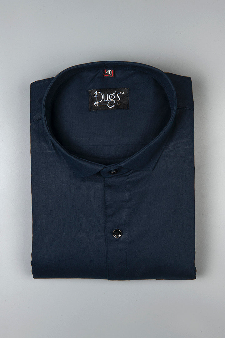 Navy Blue Pure Plain Cotton Shirt