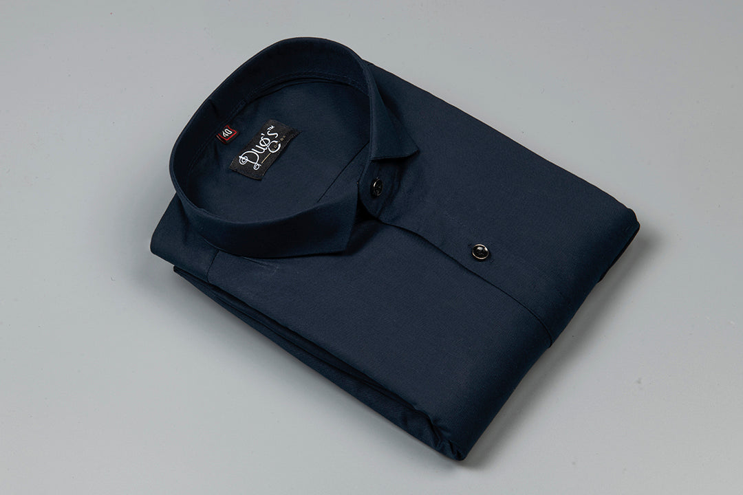 Navy Blue Pure Plain Cotton Shirt