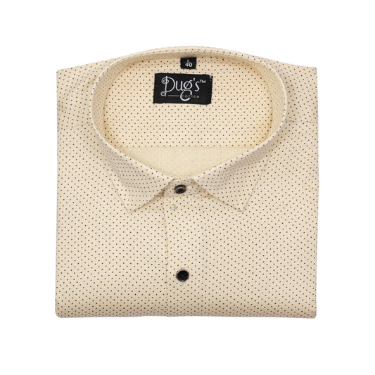 Yellow color with black dot print cotton shirt