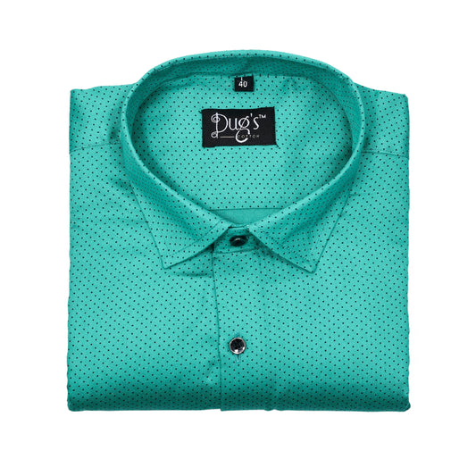 Rama green color with black dot print cotton shirt