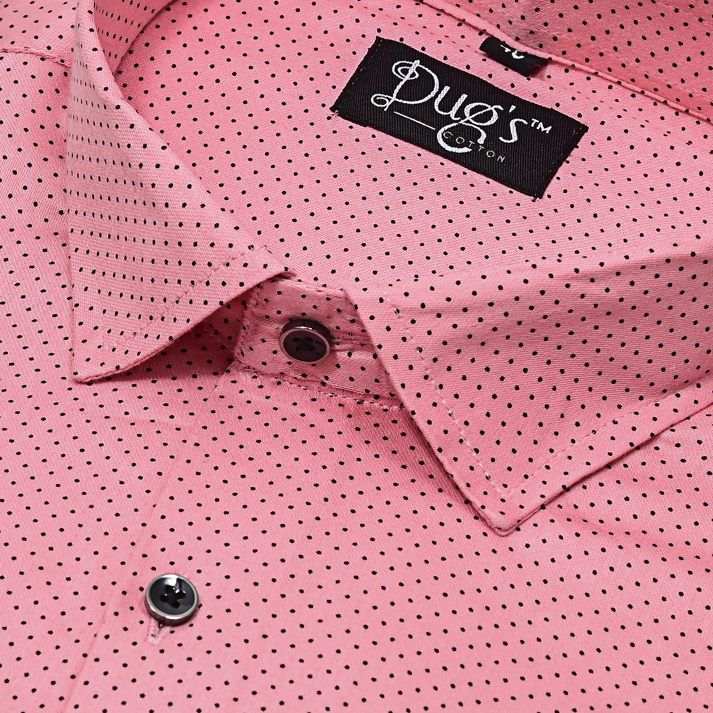 Light Pink color with black dot print 100% cotton shirt