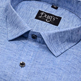 Sky blue  plain linen cotton shirts