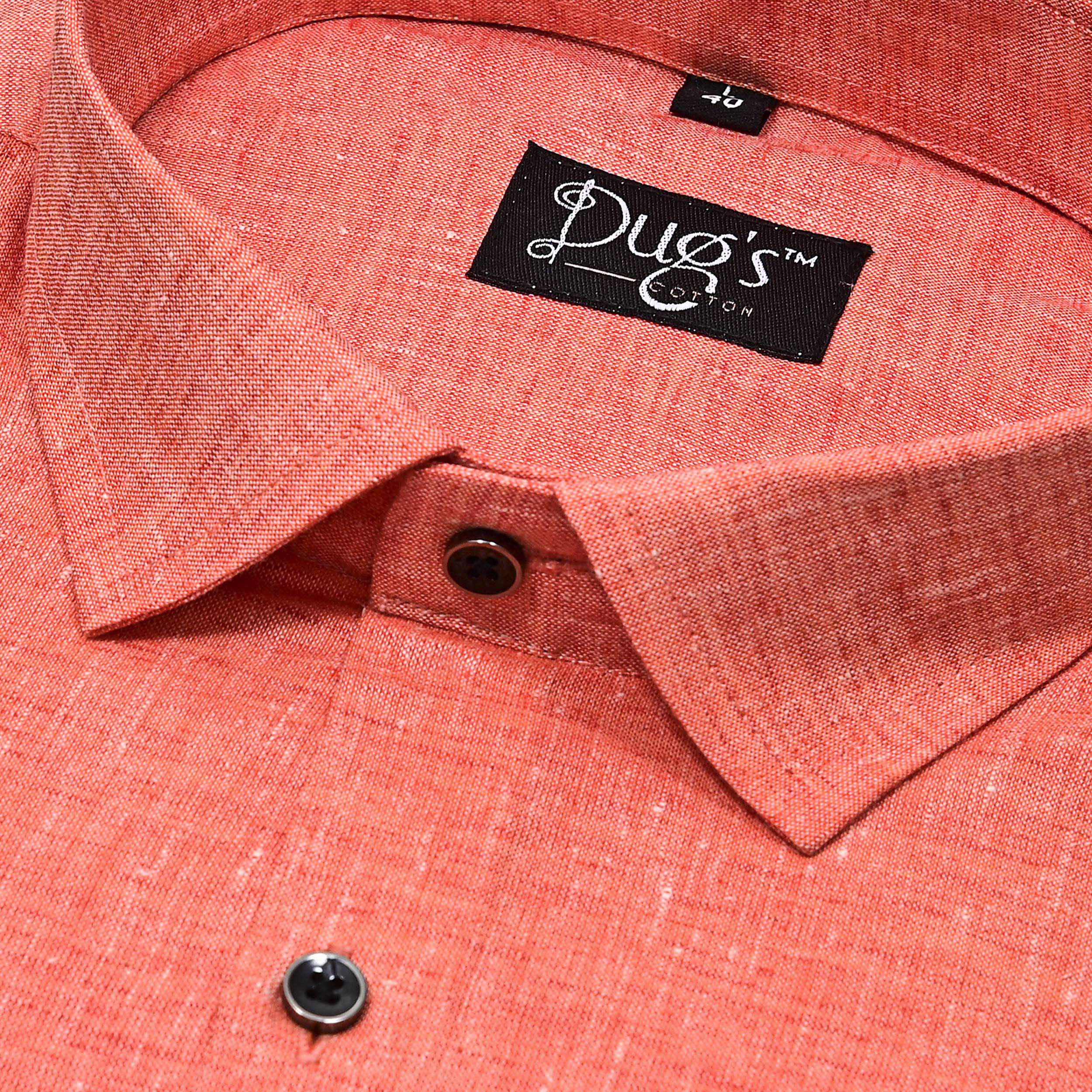 Dark Orange plain linnen cotton shirt