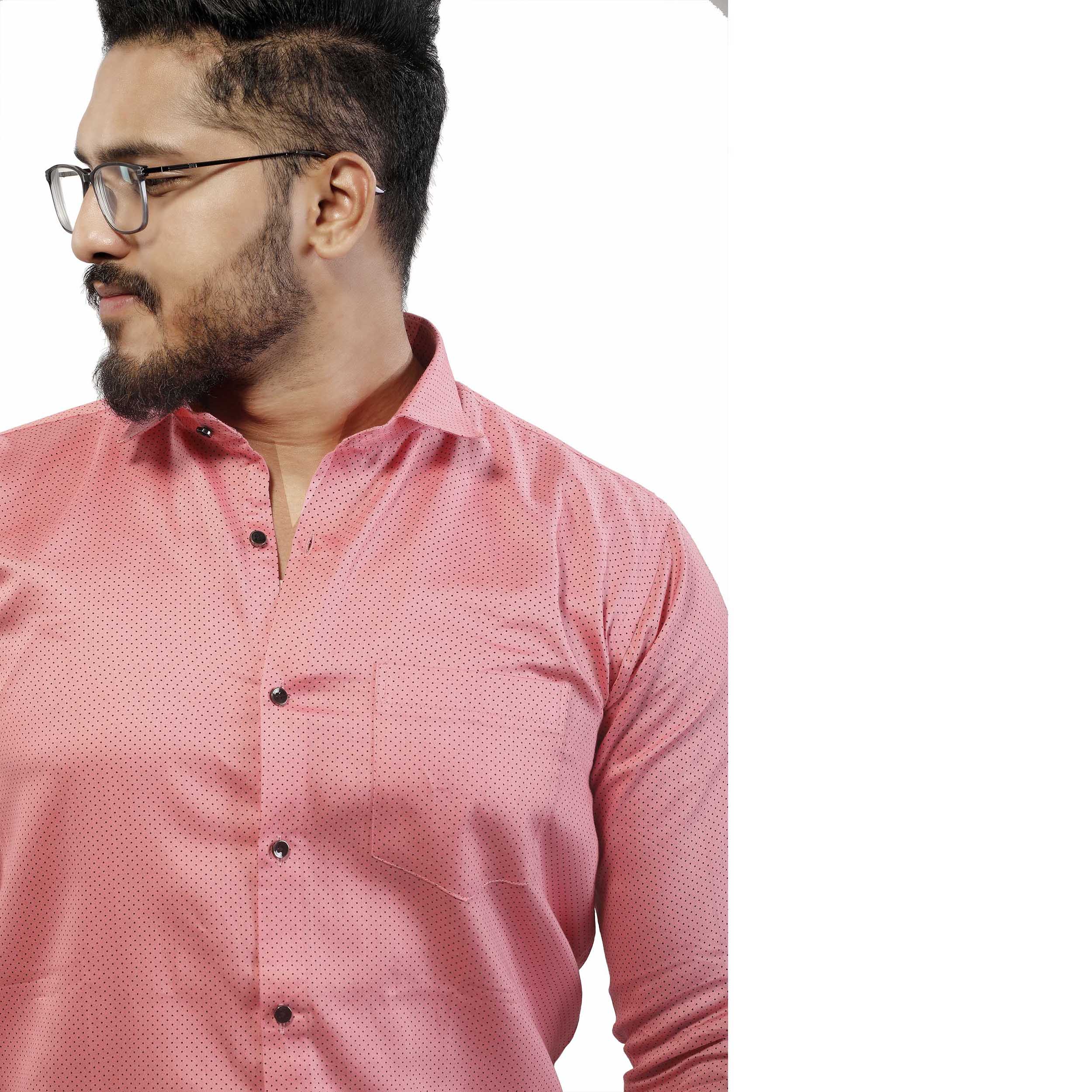 Light Pink color with black dot print 100% cotton shirt