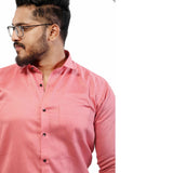 Light Pink color with black dot print 100% cotton shirt