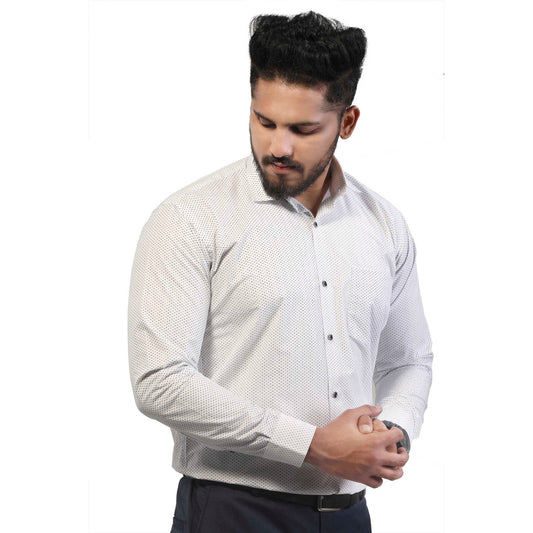 White color with black dot print 100% cotton shirt